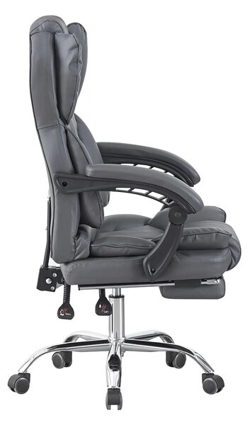 Scaun directorial, suport picioare, funcție recliner, SIB 818, piele ecologica, Gri