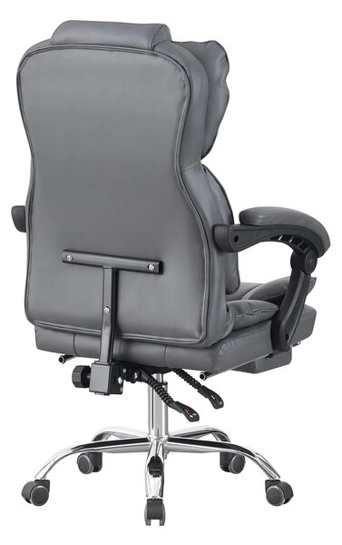 Scaun directorial, suport picioare, funcție recliner, SIB 818, piele ecologica, Gri