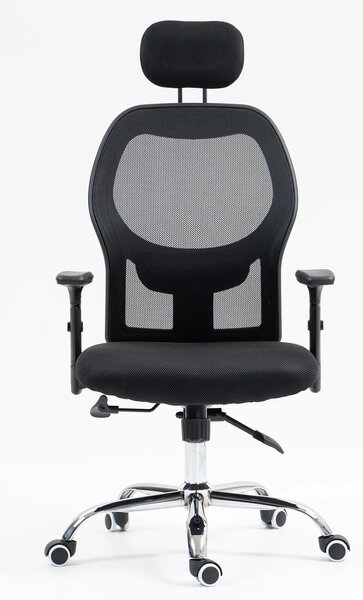 Scaun ergonomic, sezut, spatar, tetiera Mesh, Negru