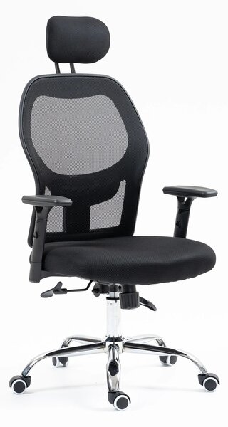 Scaun ergonomic, sezut, spatar, tetiera Mesh, Negru