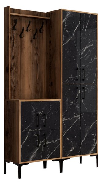 Cuier pentru Hol Berlin BA - Walnut, Negru Marble