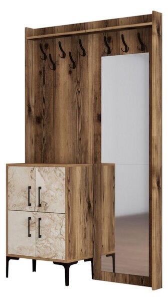 Cuier pentru Hol Berlin BC - Walnut, Alb Marble