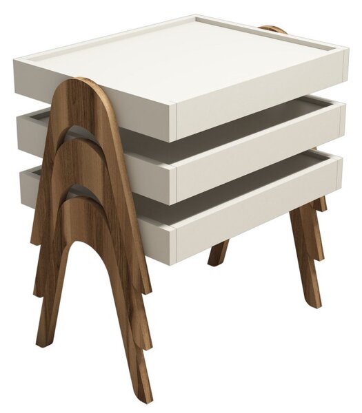 Masuta Auxiliara Roma - Walnut, Crem