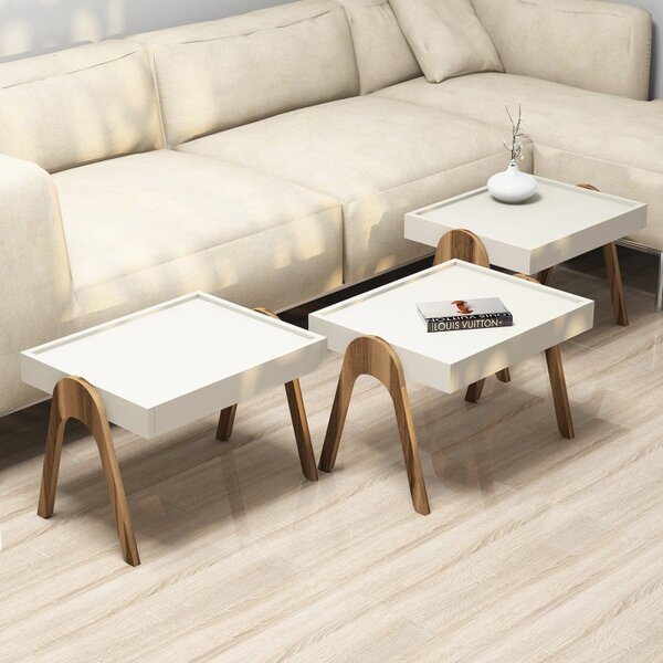 Masuta Auxiliara Roma - Walnut, Crem