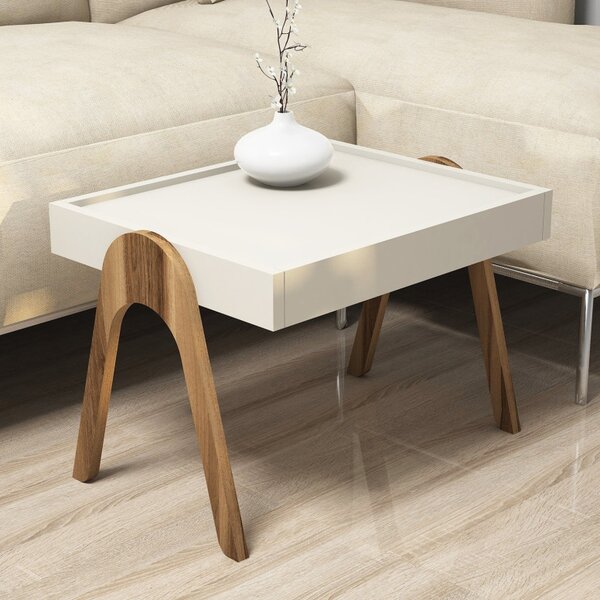 Masuta Auxiliara Roma - Walnut, Crem