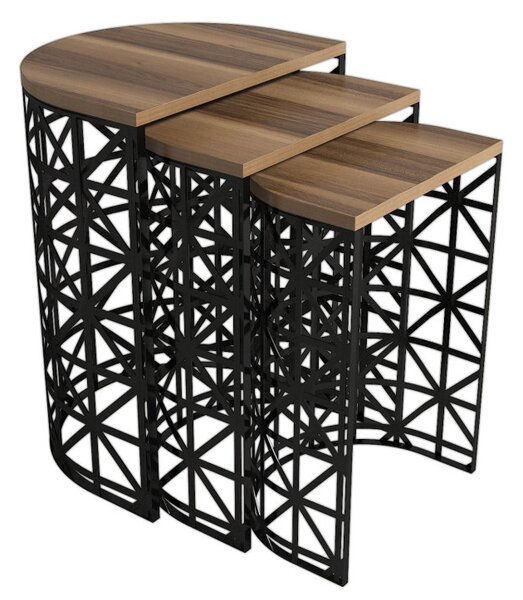 Masuta Auxiliara Stil Metal Ferforje - Walnut