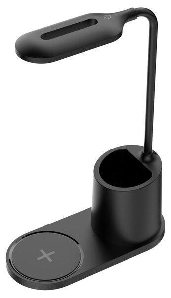 Lampă LED de birou LED/3W/5V cu încărcare fără fir, culoare neagră
