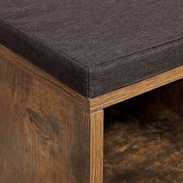 Pantofar bancuta hol cufar cu depozitare, Vasagle, Maro, 104x30x48 cm