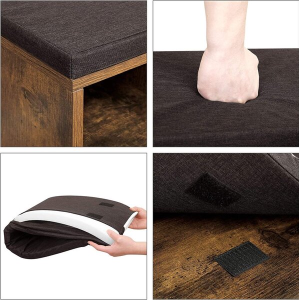 Pantofar bancuta hol cufar cu depozitare, Vasagle, Maro, 104x30x48 cm