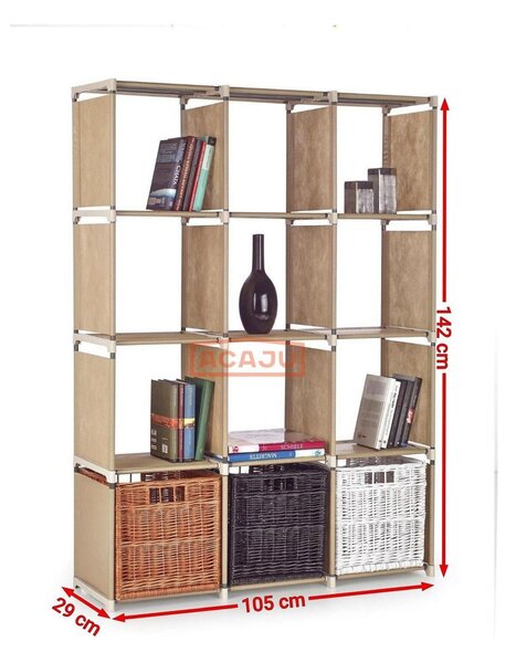 Biblioteca METRO, bej, otel, 105x29x142 cm
