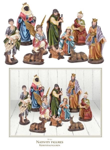 Ambiance Set figurine decorative de Crăciun Nașterea Domnului, 10 buc. AAA407660