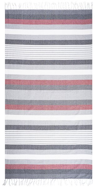 Prosop Fouta Stripes red cu franjuri, 90 x 170 cm