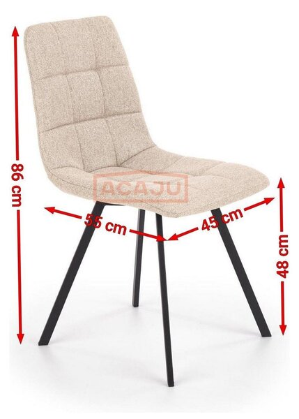 Scaun tapitat K402, bej/negru, stofa clasica/metal, 45x55x86 cm