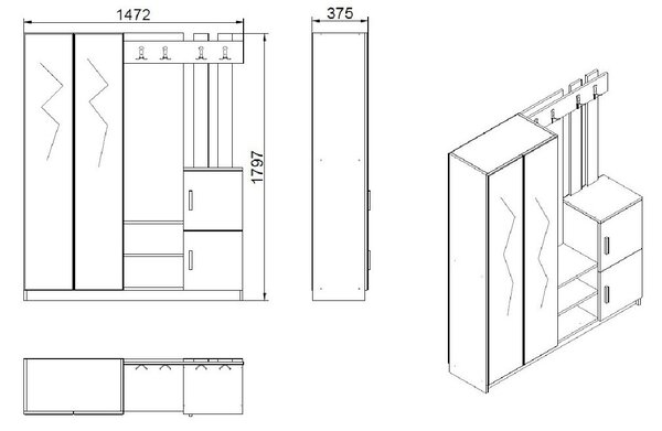 Dulap hol DD8, Pin atlantinc- Alb