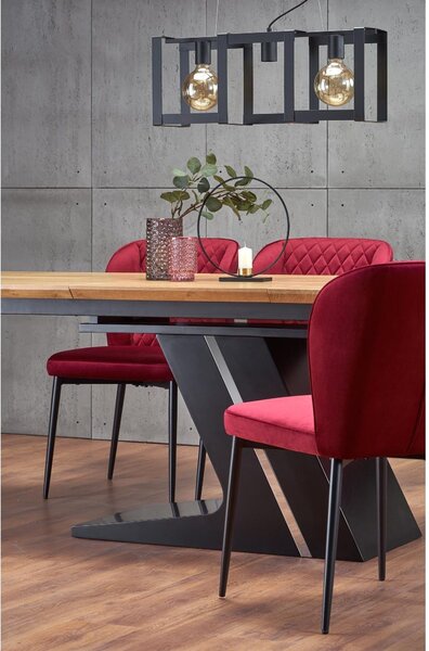 Masa extensibila FERGUSON, stejar natural/negru, 160/220x90x75 cm