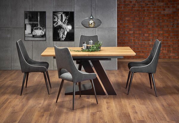 Masa extensibila FERGUSON, stejar natural/negru, 160/220x90x75 cm