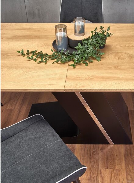 Masa extensibila FERGUSON, stejar natural/negru, 160/220x90x75 cm
