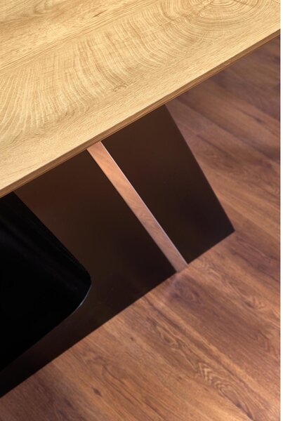 Masa extensibila FERGUSON, stejar natural/negru, 160/220x90x75 cm