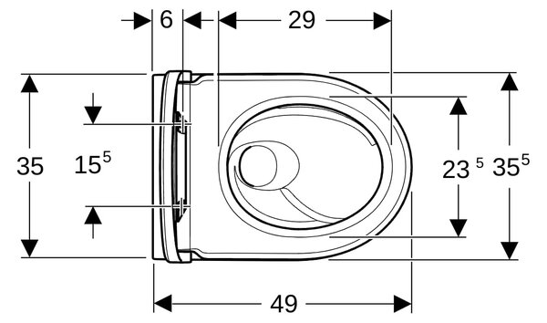 Geberit iCon vas wc cu capac soft-close agăţat fără margine cu spălare turbionară alb lucios 503.048.00.8