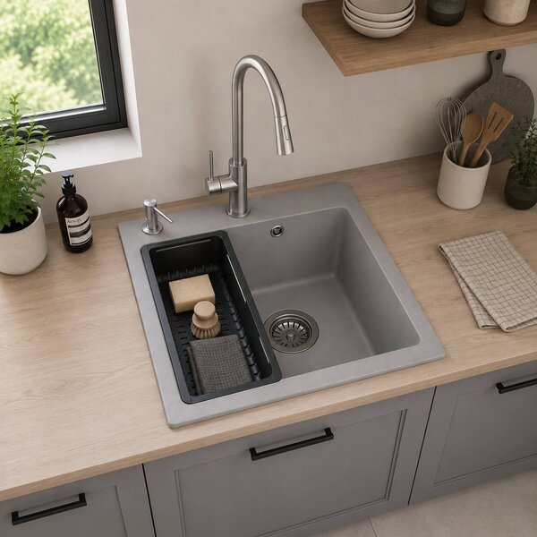 Ruvetti Frigo chiuveta cu baterie și accesorii gri/oțel LP_3200-FR4945GR_W