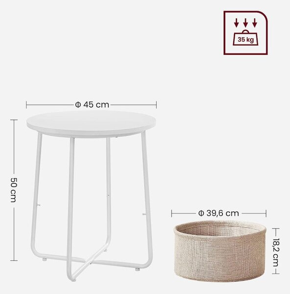 Masa de cafea, Vasagle, Maro Rustic, LET223W10, 45 x 45 x 50 cm