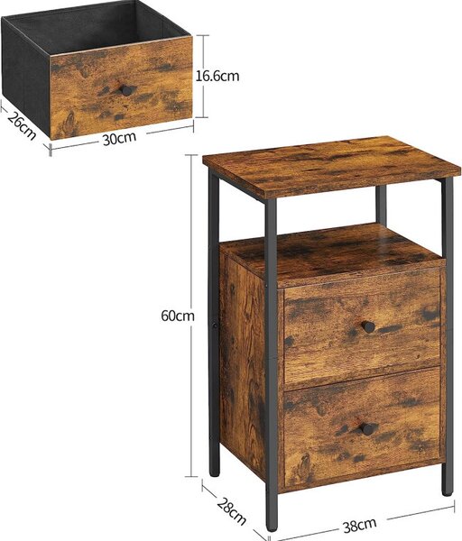 Noptiera, Vasagle, 38 x 28 x 60 cm, LET521B01, Maro Rustic