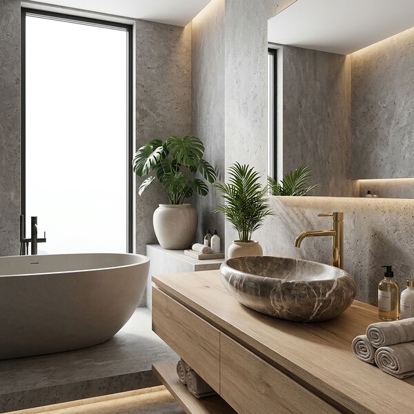 Lavoar pentru blat Rea Roxy B Stone NATURE