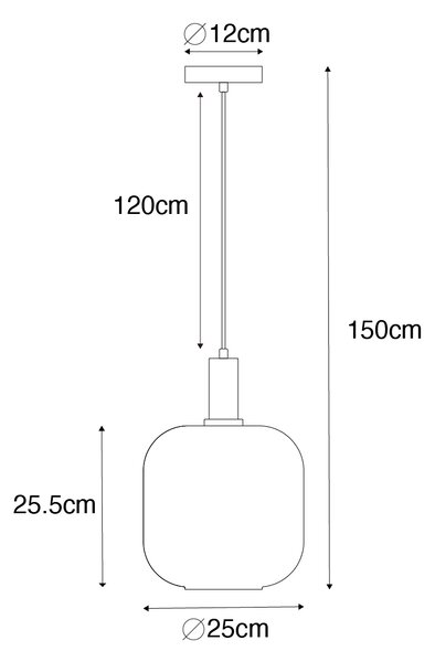 Lampă pendantă de design neagră cu alamă și sticlă chihlimbar - Zuzanna