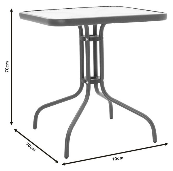 Set de gradina masa si scaune 3 bucati Watson-Obbi plastic PE maro-metal 70x70x70cm