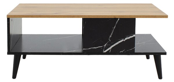 Masuta de cafea Moses culoare sonoma - aspect marmura neagra 90x54x37.5cm