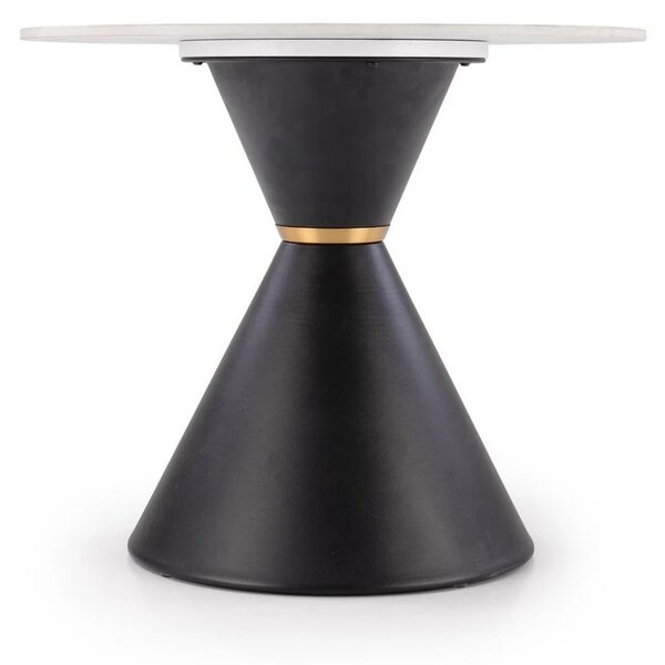 Masuta cafea blat marmura GORETTI S, alb cu efect de marmura/negru/aur
