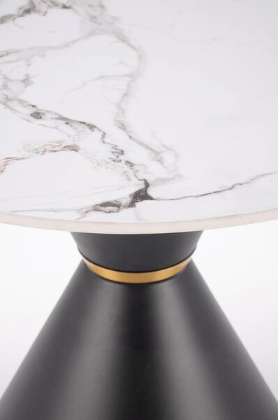 Masuta cafea blat marmura GORETTI S, alb cu efect de marmura/negru/aur