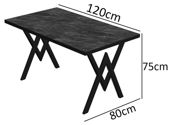Masa bucatarie texturata, negru marmorat, 120x80x75 cm, A0102