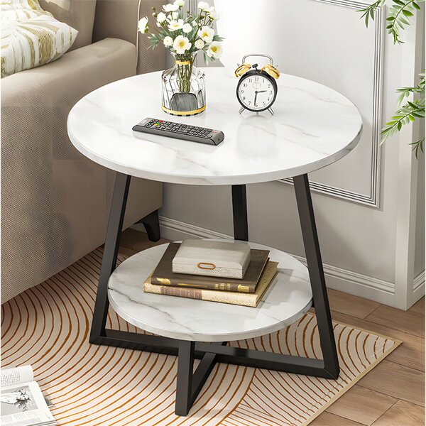 Masuta de cafea Rota MDF culoare alb aspect marmura - negru D60x60cm