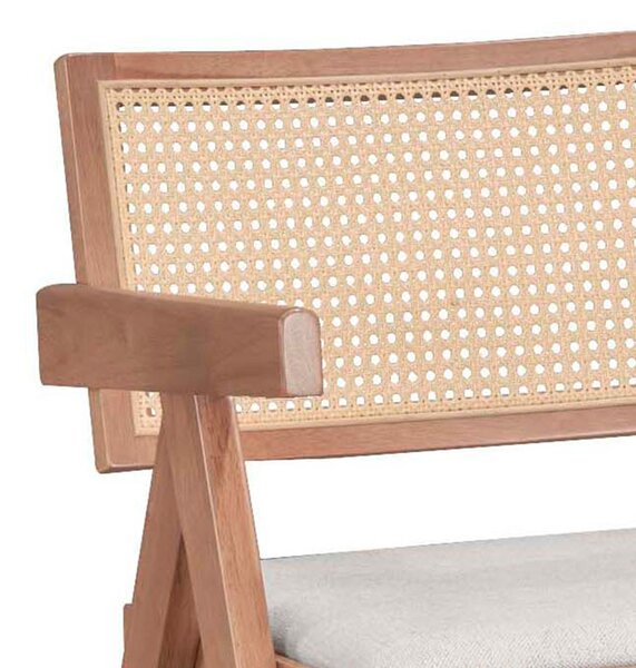 Fotoliu Winslow lemn de arbore de cauciuc, culoarea nuc - pvc ratan culoare lemn natural - material textil gri
