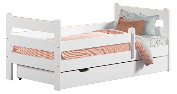 Pat copii Kacper 160x80 cu protecții Alb cu somieră