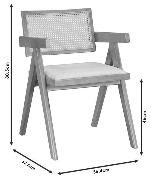 Fotoliu Winslow lemn de arbore de cauciuc negru - pvc ratan material culoare lemn natural - gri