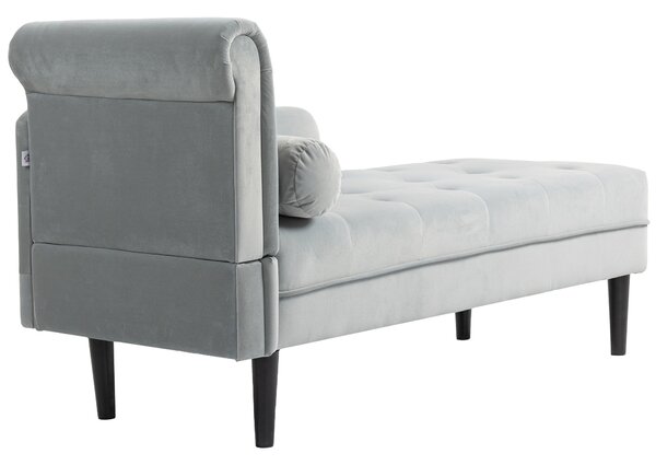 HOMCOM Canapea Chaise Longue cu tapițerie cu efect de catifea, gri | Aosom Romania