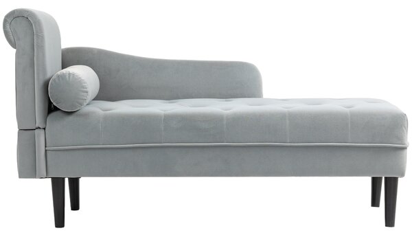 HOMCOM Canapea Chaise Longue cu tapițerie cu efect de catifea, gri | Aosom Romania