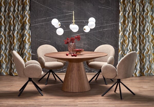 Scaun rotativ K498, cappuccino/negru, stofa buclata/metal, 64x63x90 cm