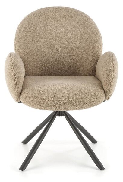 Scaun rotativ K498, cappuccino/negru, stofa buclata/metal, 64x63x90 cm