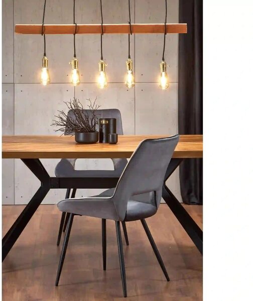 Scaun tapitat K404, gri/negru, stofa/metal, 52x58x88 cm