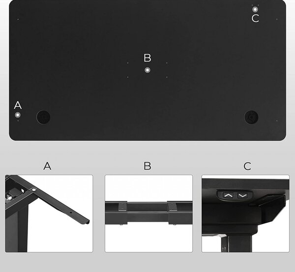 Blat birou, Songmics, Negru, 120x60x1.8 cm
