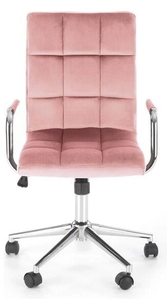 Scaun de birou GONZO 4, roz/crom, stofa catifelata/metal, 60x53x93/105
