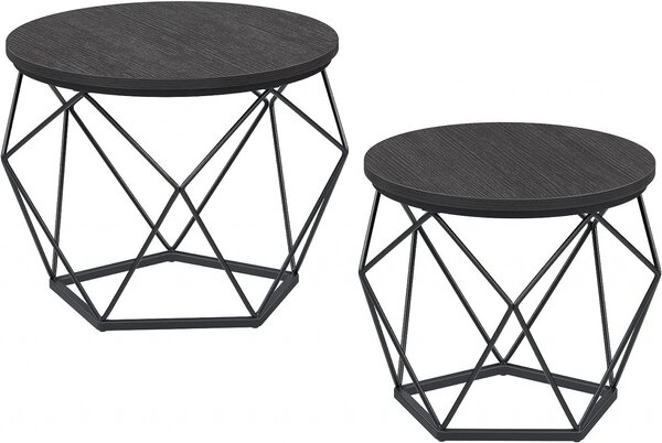 Set 2 masute laterale, Vasagle, Negru, 50x50x40 cm