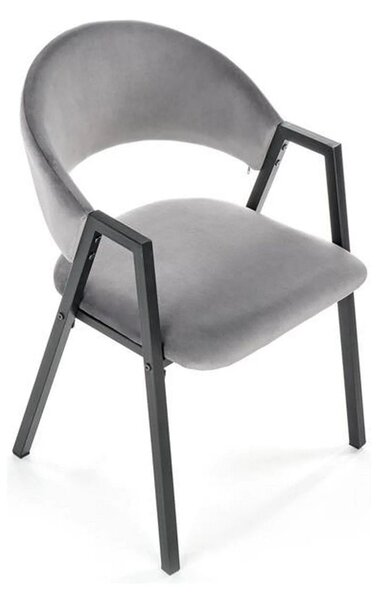 Scaun K473, stofa catifelata gri, 54x58x82 cm