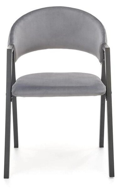 Scaun K473, stofa catifelata gri, 54x58x82 cm