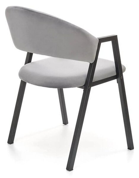 Scaun K473, stofa catifelata gri, 54x58x82 cm