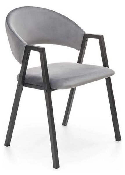 Scaun K473, stofa catifelata gri, 54x58x82 cm
