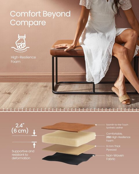Bancuta intrare hol, Vasagle, Caramel, 120x40x45 cm